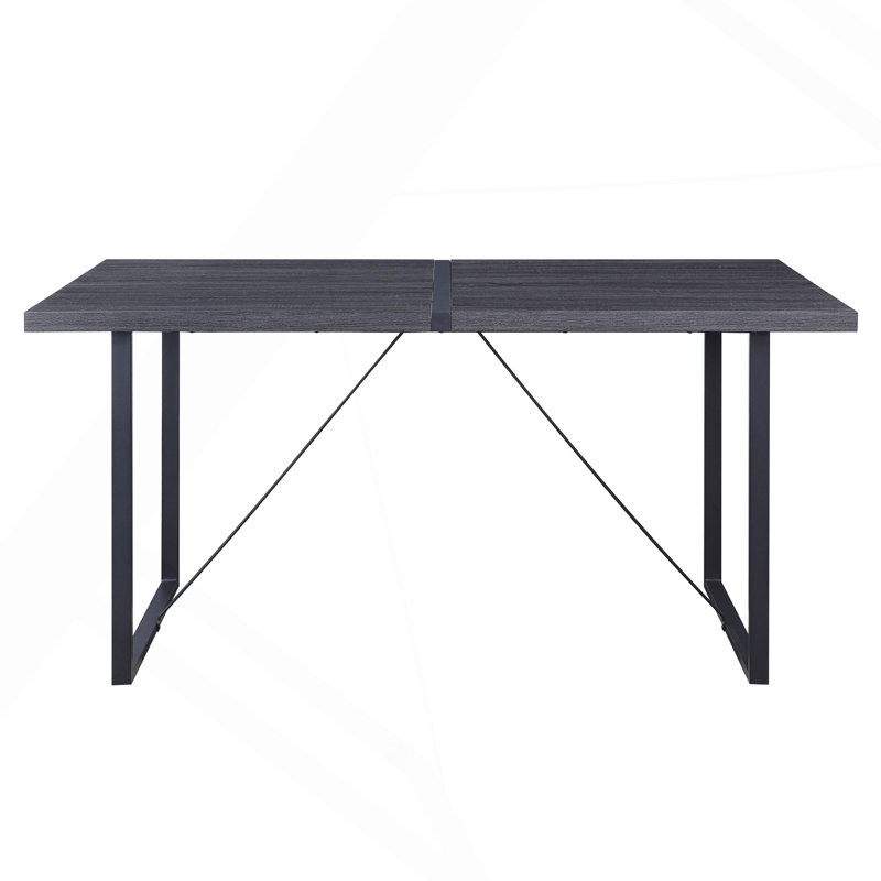 Gray Oak & Black Dining Table With Sled Base