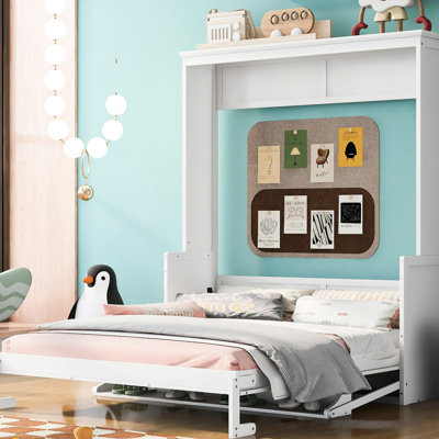 Grand lit de style moderne avec tablette, blanc - Améliore l'esthétique de la chambre