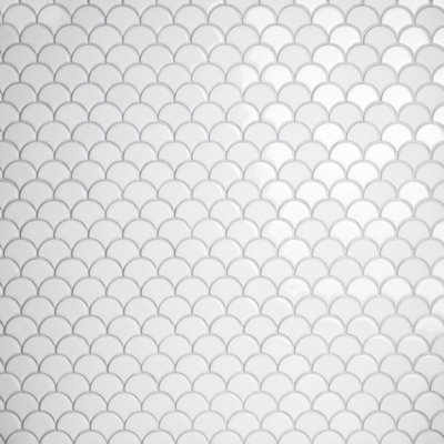 Expressions Scallop White 11-1/4" x 12" Glass Mosaic Tile