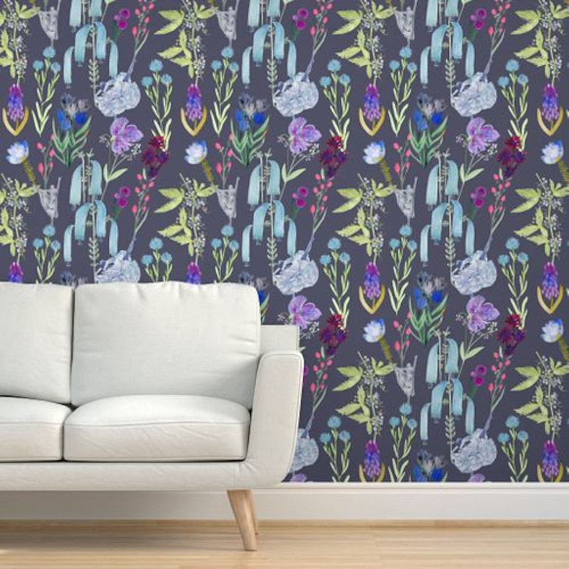 Dunham Floral Wallpaper, Blue