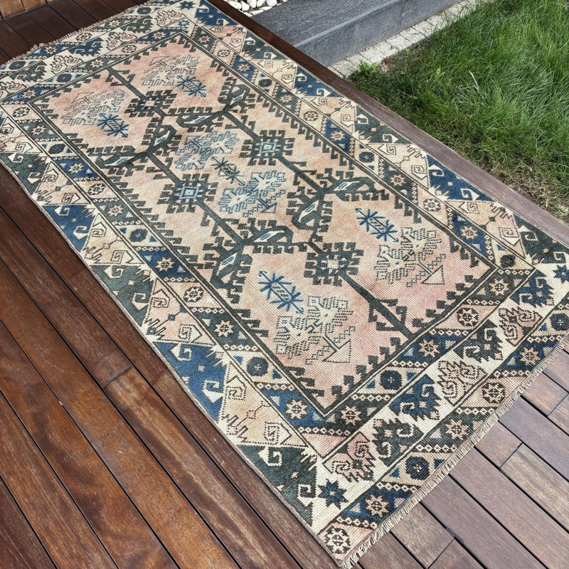 Tapis décoratif rétro beige et anatolien beige à tissage plat idéal pour la chambre à coucher