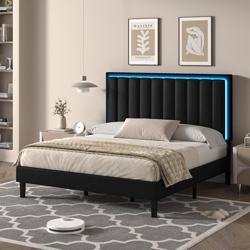 Breella Vegan Leather Platform Bed, Black, California King