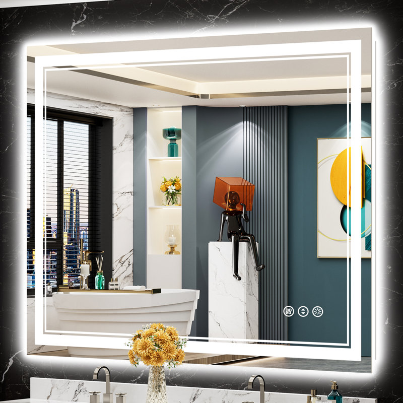 Miroir de meuble-lavabo à DEL avec fonction de mémoire, 3 températures de couleur et éclairage à intensité variable