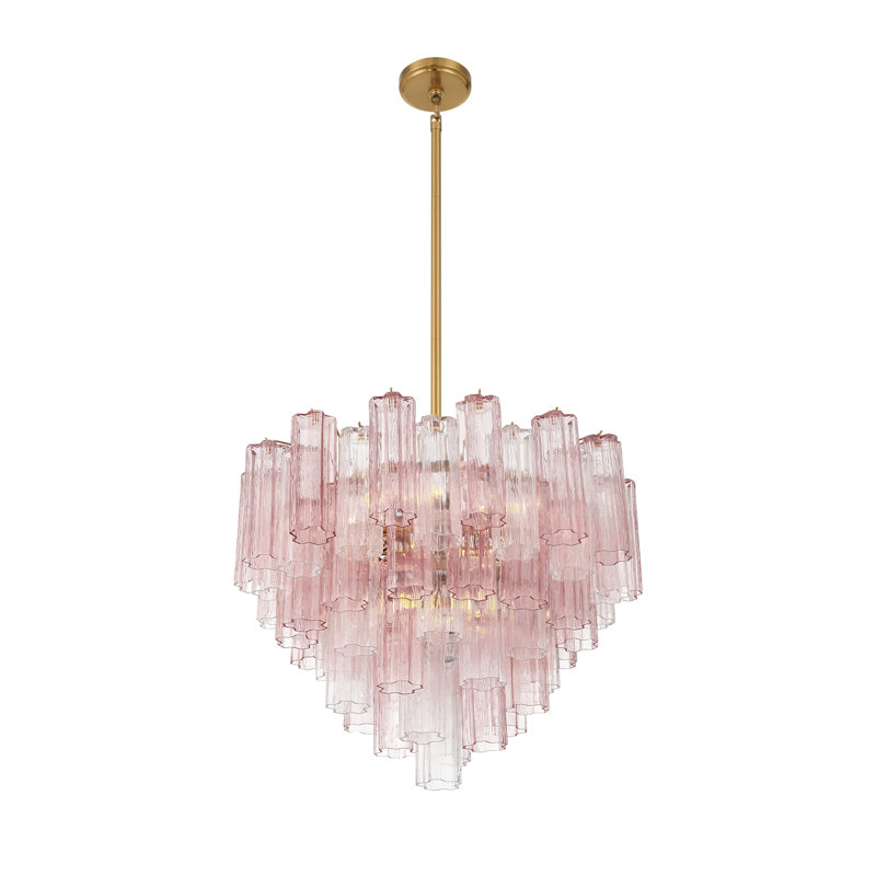 Lustre Mexborough, H 21,5 po x l 26,75 po x P 26,75 po, Rose / laiton vieilli, 12 lumières