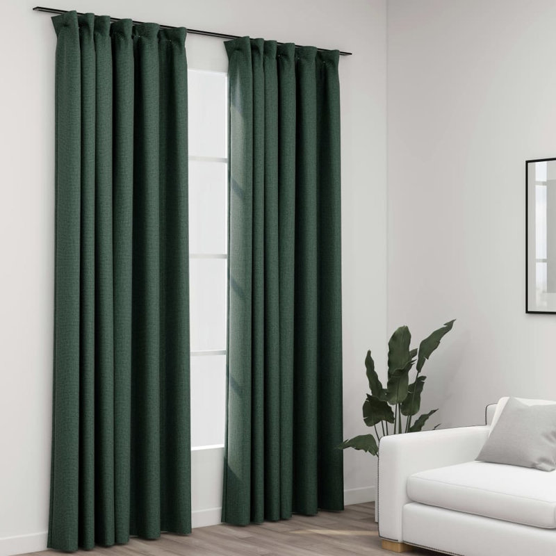Blackout Curtain Pair, Green, Width 140 x Drop 175 cm