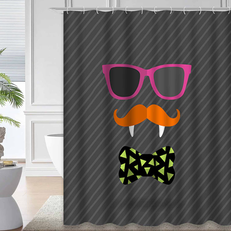 Rideau de douche avec 12 crochets Hipster Halloween, 72" L x 78" W