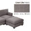 Fauteuil modulaire avec accoudoir gauche avec coussin en T et canapé en tissu texturé en lin-765343482