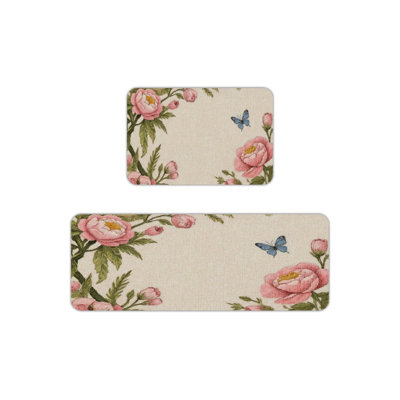 Peony & Butterfly, Kitchen Mats Set of 2