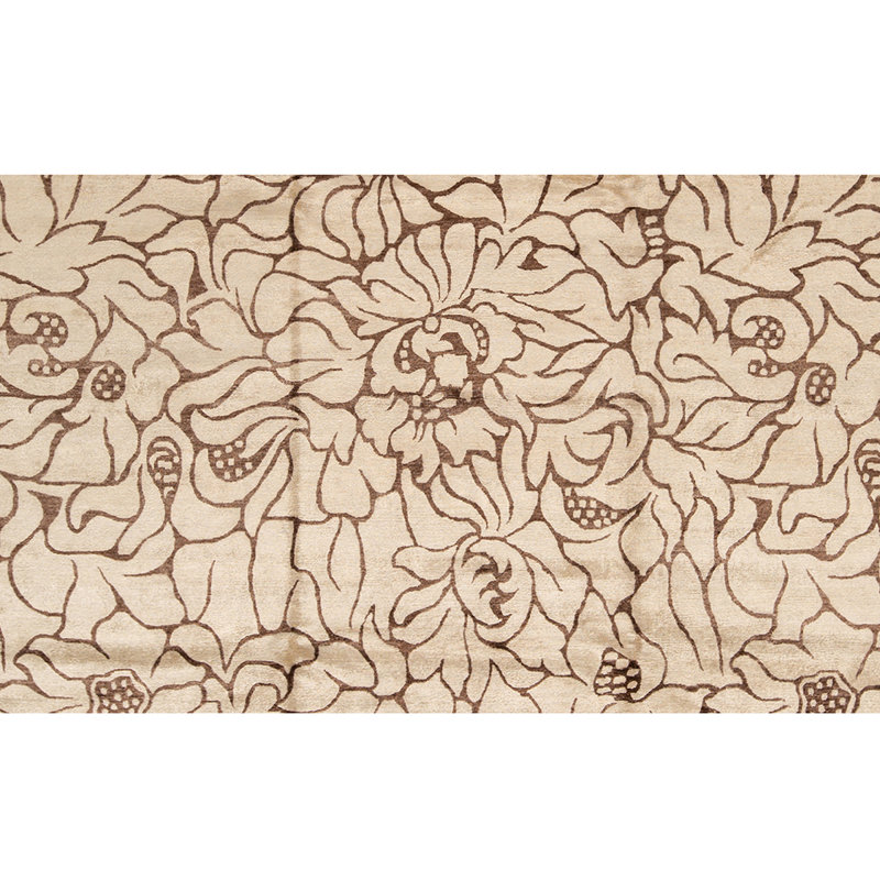 Wool Floral Area Rug in White