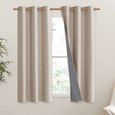 100% Blackout Curtain for Bedroom & Living Room Thermal Insulated Privacy Room Darkening Drapes, 2 Panels