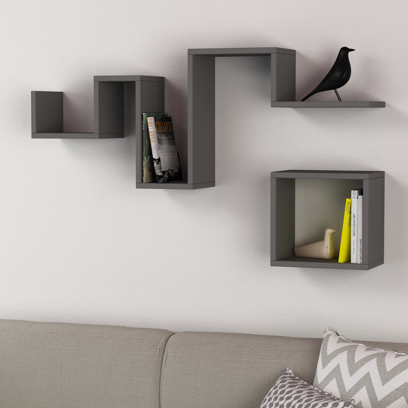 Febe 2 Piece Floating Shelf, Anthracite