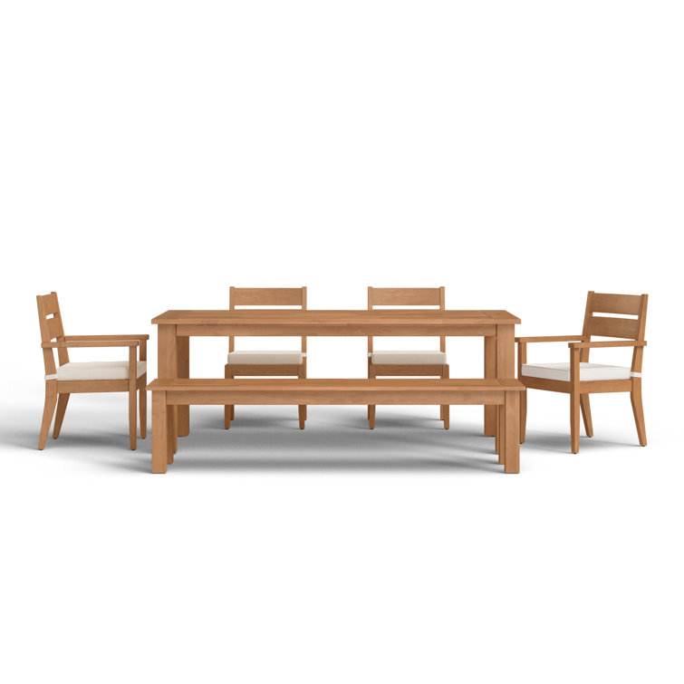 Adagio 6 - Person Rectangular Teak Outdoor Dining Set with Cushions