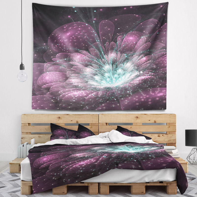 Tapisserie fleur fractale, H 32 po x l 39 po
