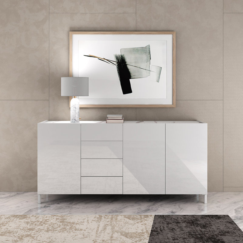 Areah 441.96cm Sideboard, White/Calacatta