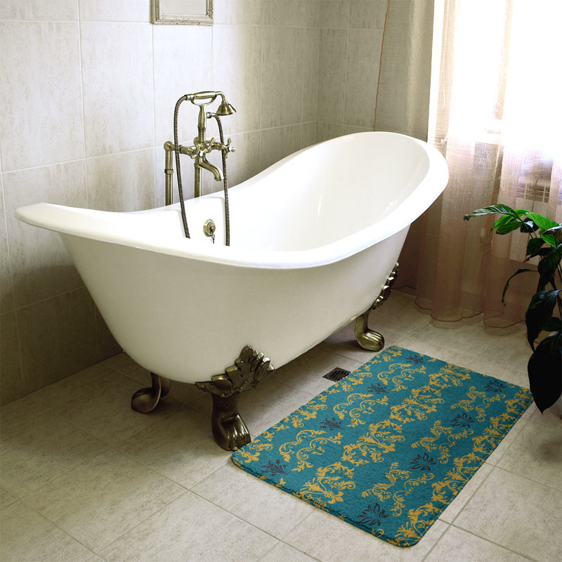 Tapis pour salle de bain Jacksonville, l 17 po x L 24 po, Doré / bleu sarcelle / noir