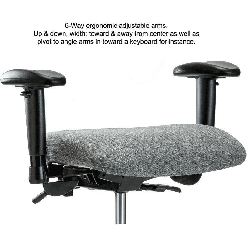 PERCH Chrome Multi-Task Office Chair with Adjustable Armrests and Foot Ring | High Bench Height 24-33.5", Adobe White Vinyl