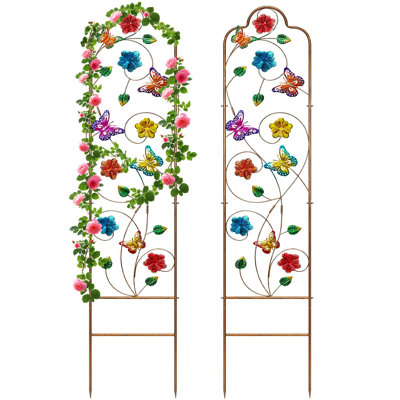Paquet de 2, treillis de jardin en métal, treillis arqué et support à légumes, H 60 po x l 12 po, papillon