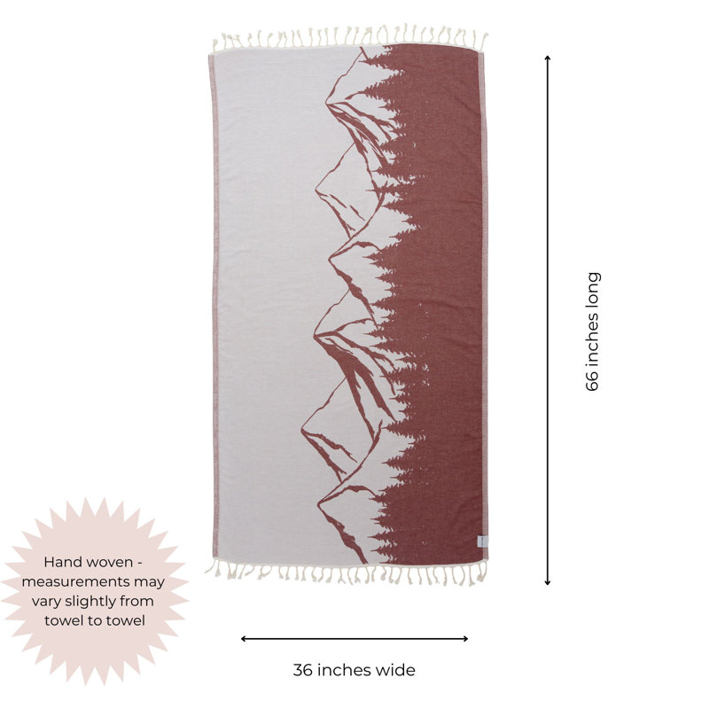 Mountain Print 100% Cotton Beach Towel, Red