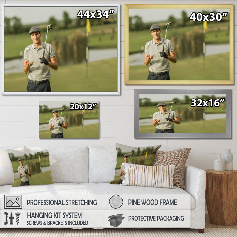 Golf Swing Photo II - Décoration murale sport, H 12 po x l 20 po x P 1 po, Cadre flottant doré