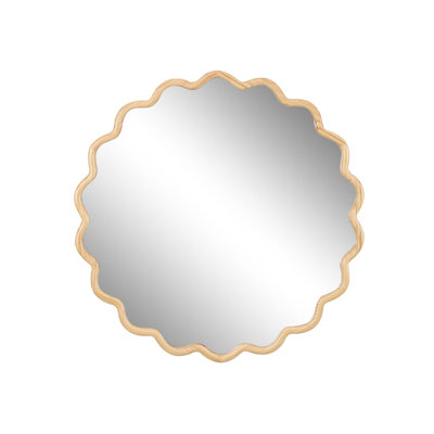 Solid Wood Wavy Mirror with Frame, Modern Wall Decor for Various Rooms and Spaces