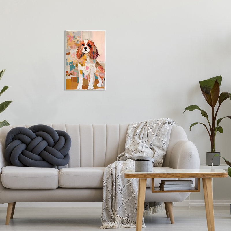 «Az-112», reproduction d'épagneul encadré sur bois par Irena Orlov, H 19 po x l 13 po x P 0,5 po