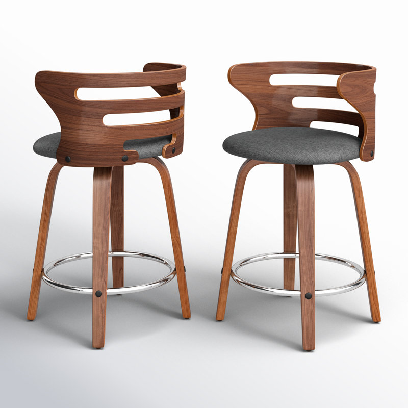 Archaimbaud Swivel Upholstered Counter Stool, Counter Stool (24" Seat Height), Charcoal