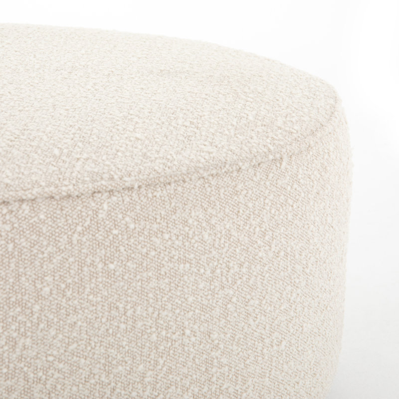 Kensington 36" Round Cocktail Ottoman, Knoll Natural Boucle, Distressed Natural