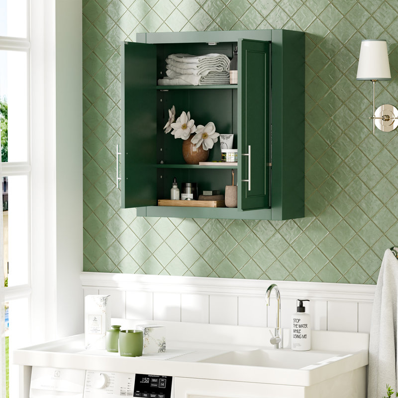 Armoire de rangement moderne avec tablettes réglables, Vert