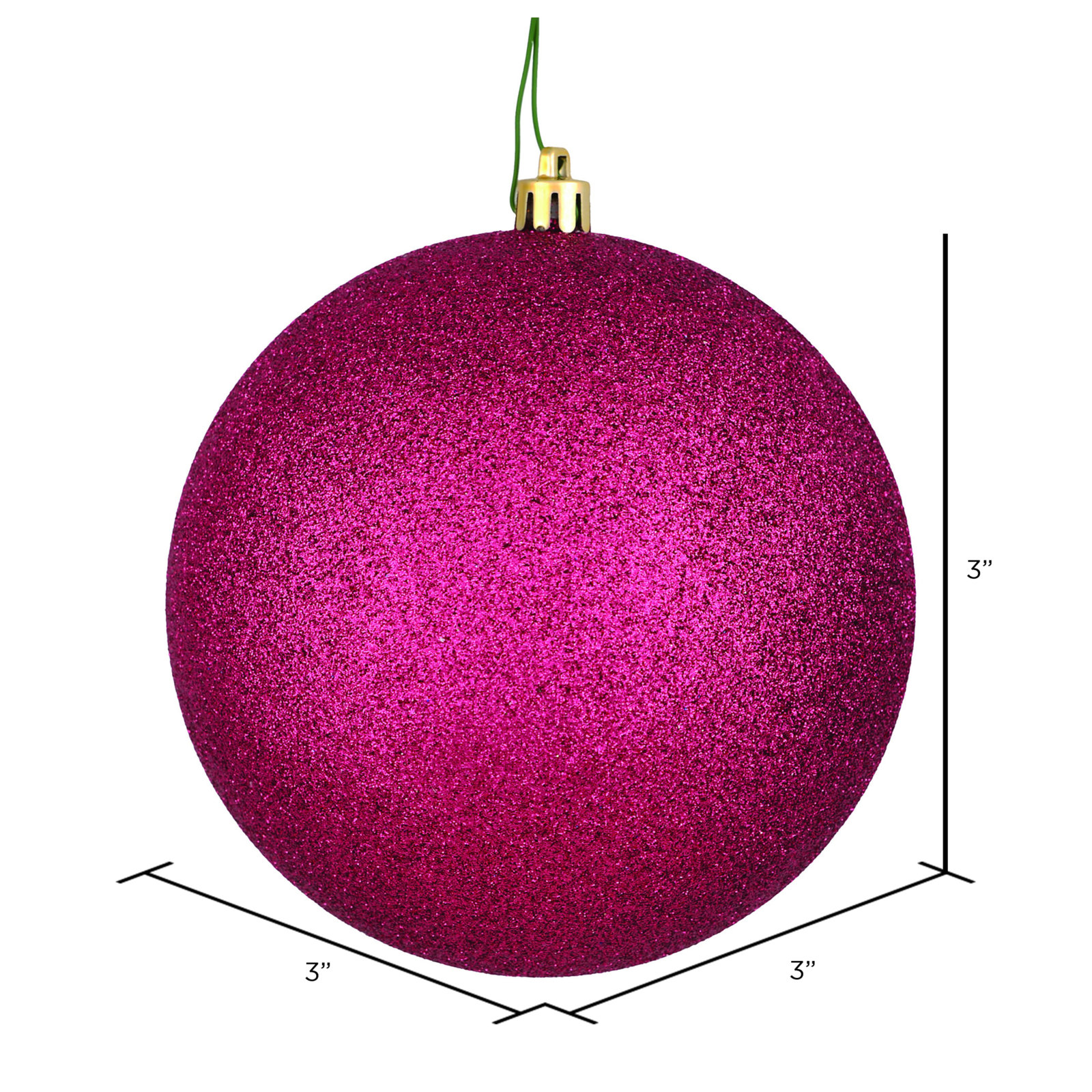 Shatterproof Bauble, 3" H x 3" W x 3" D, Berry Red