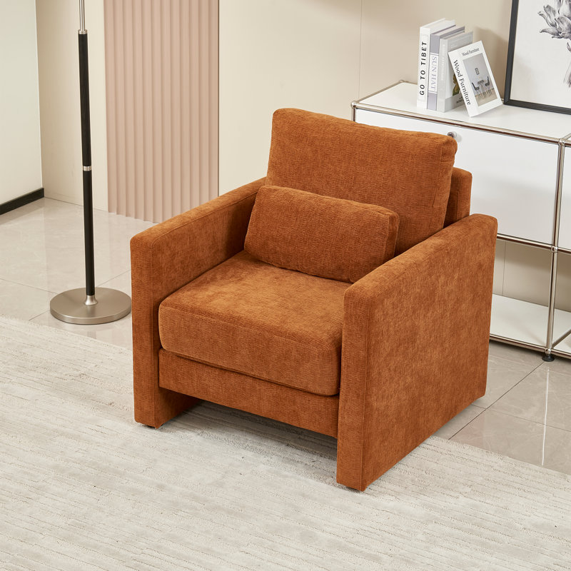 Fauteuil en chenille de 31,49 po de largeur, Tissu orange