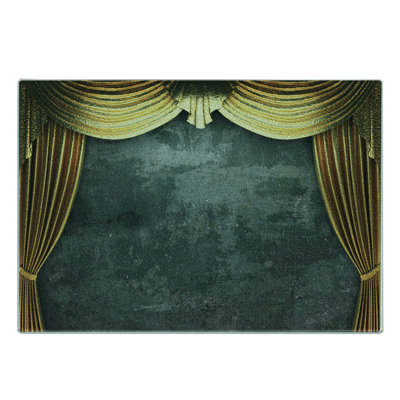Ambesonne Opera Tempered Glass Cutting Board Theater Stage Classical Scene Grey Yellow