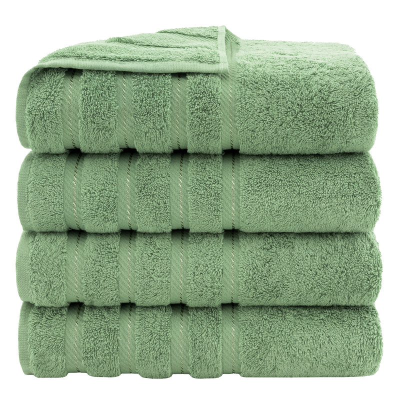 Ensemble de serviettes de bain turques de luxe 100% coton 4 pièces Edison Collection, Vert sauge