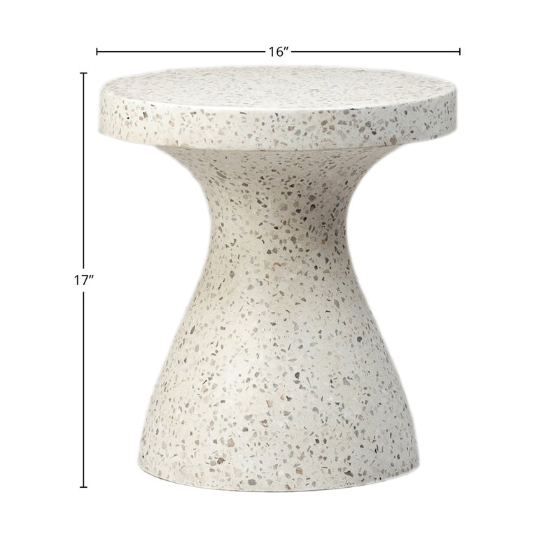 Savitri 16" Diameter Terrazzo Side Table, White