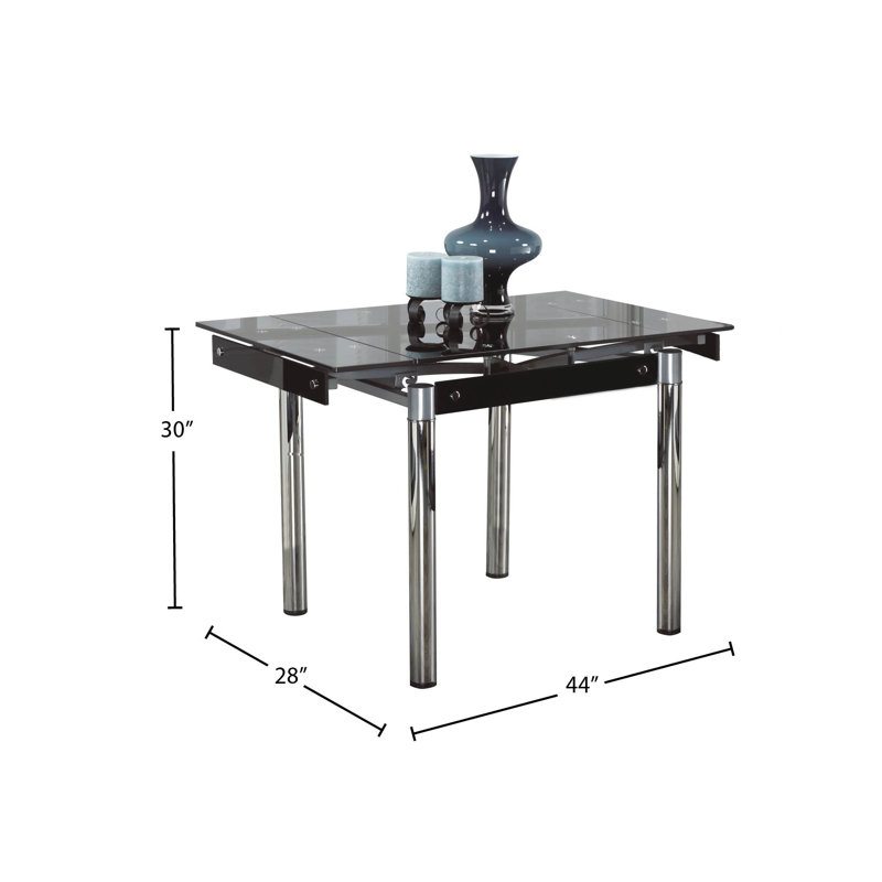 Denise Extendable Glass Top Metal Base Dining Table