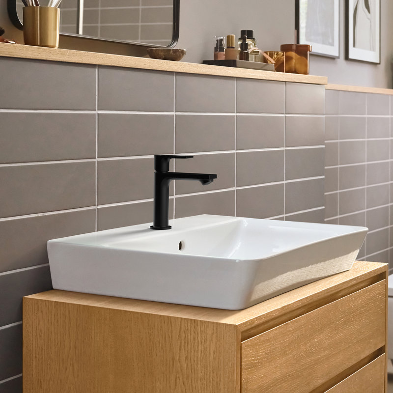 Rebris E Single Hole Bathroom Faucet, Matte Black
