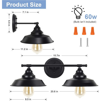 Lampe de bureau industrielle avec cordon d'alimentation, ampoule de 60 W maximum (ampoule non incluse) de style rétro Edison pour bureau de chambre à coucher