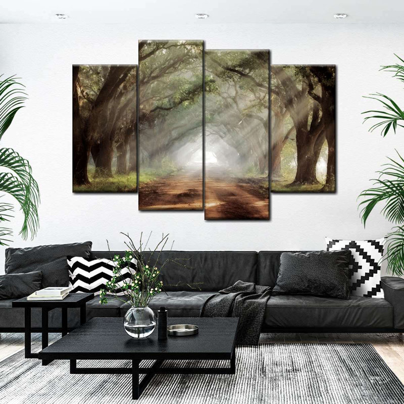 «Trees Evergreen Plantation», reproduction d'art sur toile 4 pièces, H 54 po x l 84 po