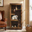 Armoire pour chat d'intérieur en bois d'hévéa avec roues, tablettes ventilées à plusieurs niveaux et porte verrouillable, coffre sécuritaire et spacieux pour la maison, finition chêne brun-133964537