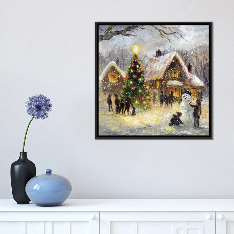 " Tree Lighting " by Jim Mitchell, 18" H x 18" W x 1.5" D, Black Framed Canvas