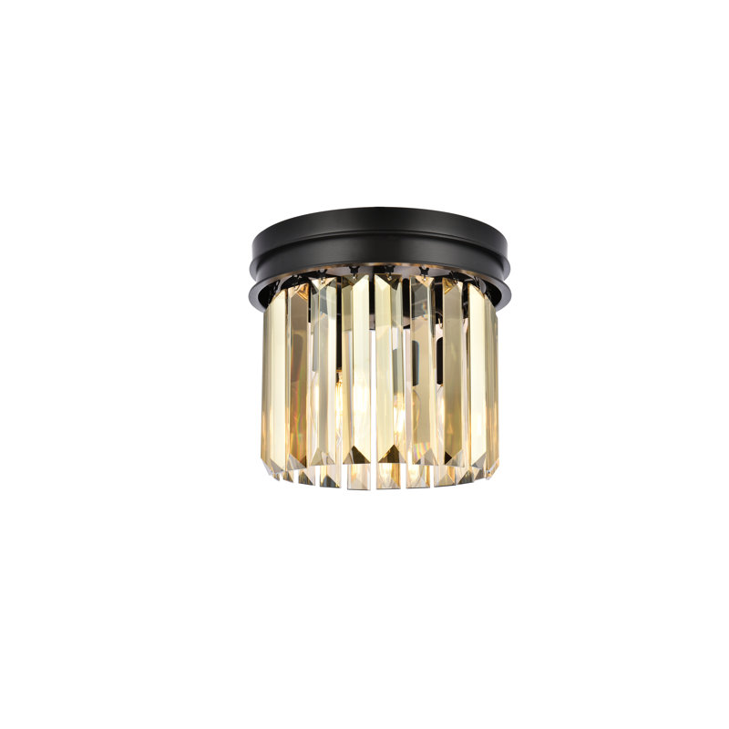 Yazmin Flush Mount, Matte Black, Smoky