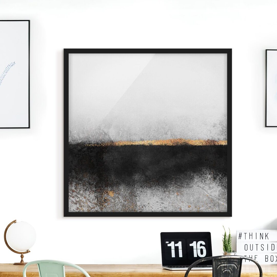 Gerahmtes Poster Abstract Golden Horizon