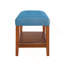 Banc rembourré en tissu avec tablette de rangement ouverte-143257881