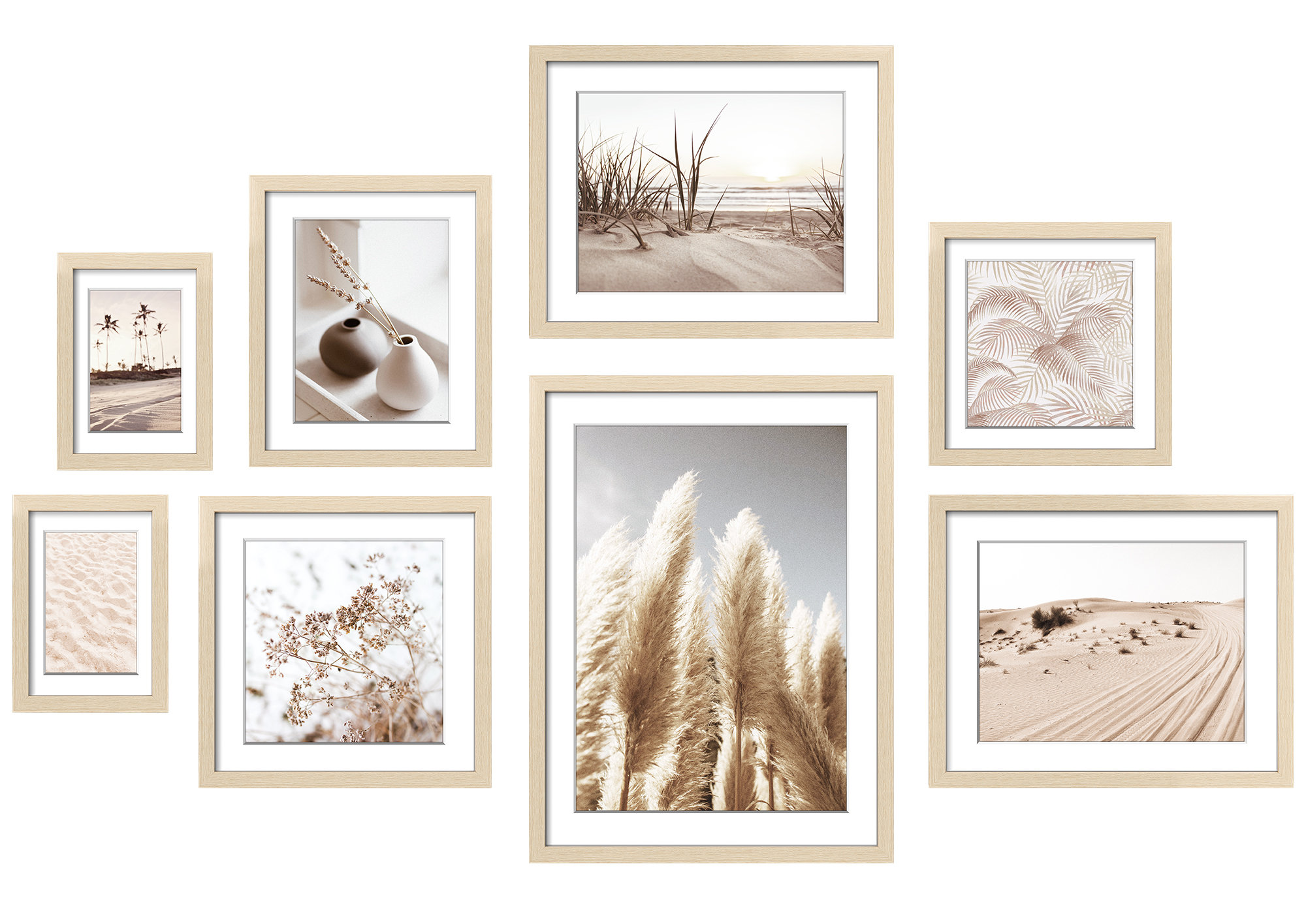 8 Pack Multi-Size Neutral Gallery Wall Art Set