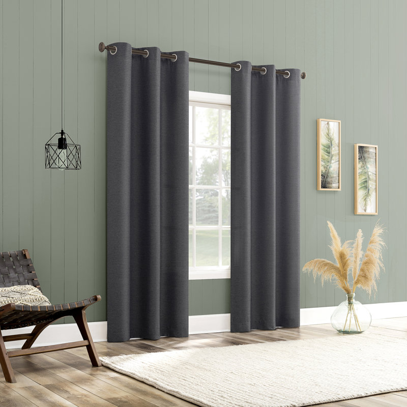 Panneau de rideau semi-diaphane avec œillets Landon, L 40 po x L 63 po, Gris