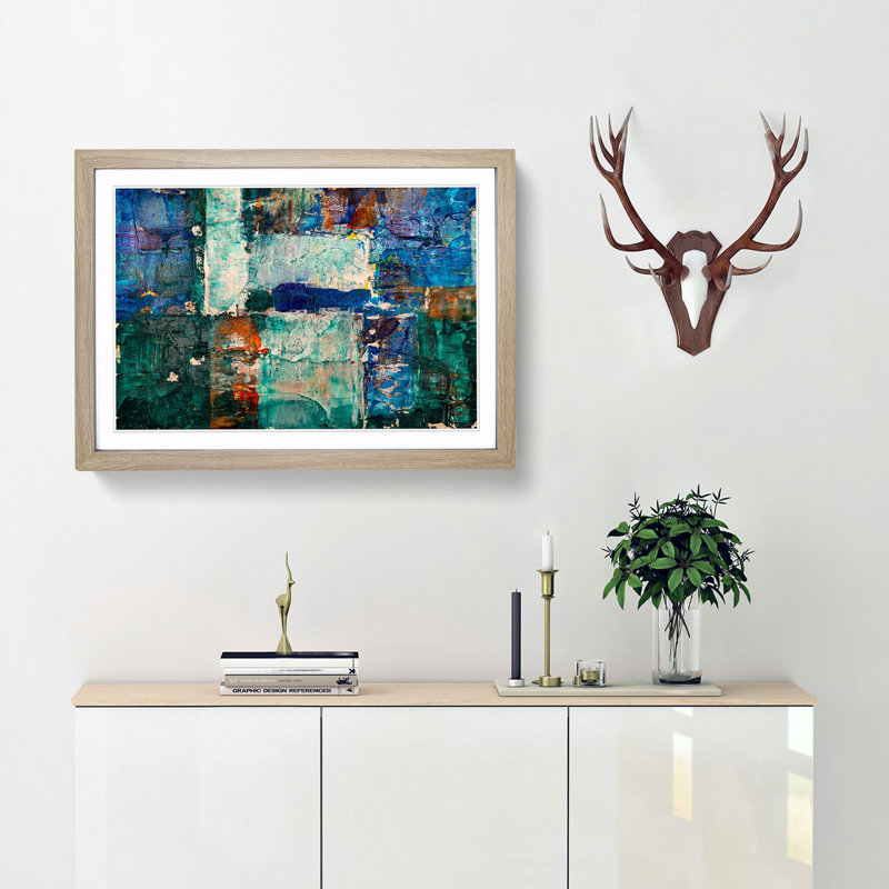 Abstract Art Painting Vol.261 by S.Johnson - Framed Print, Oak Framed, 62cm H x 87cm W x 2cm D