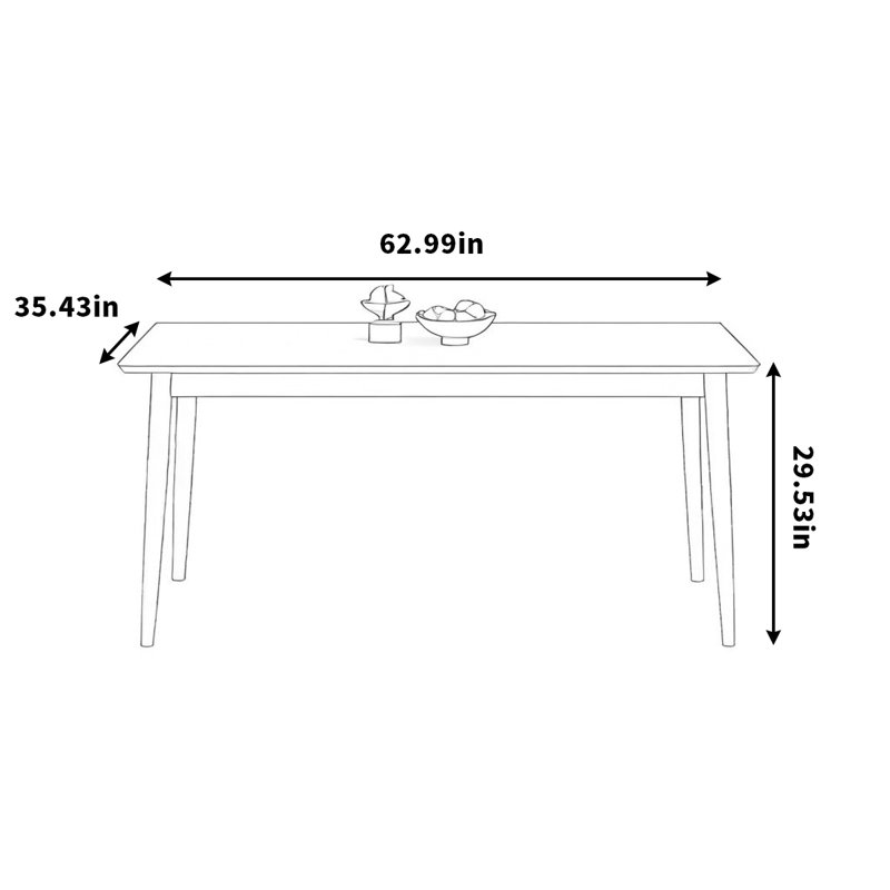 Table de roche en bois massif blanc simple, H 29,53 po x L 62,99 po x l 35,43 po