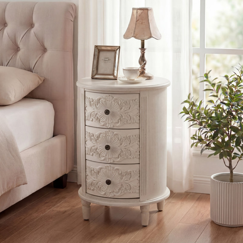 3 Drawer Nightstand, White