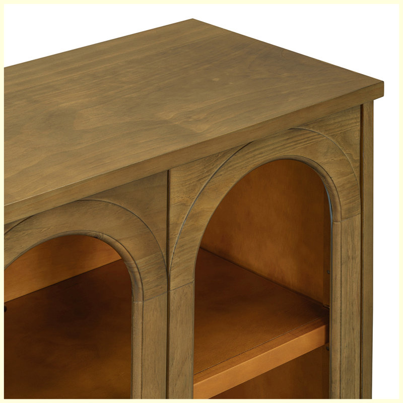 Grande armoire de rangement moderne à 4 portes avec portes en verre Modern, Bois de pin vieilli