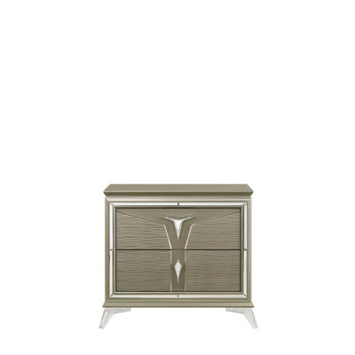 Armoire contemporaine 2 chambres à finition argentée avec bordure moderne