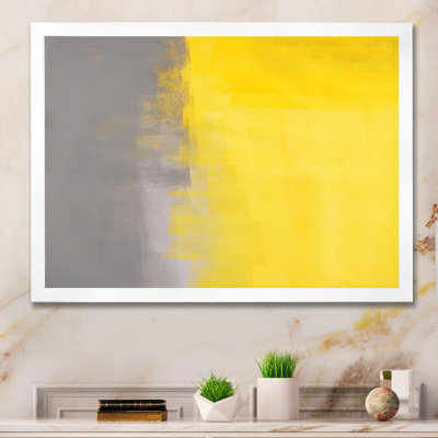 «Gray Meets Yellow Abstract Art X», reproduction sur toile flottante